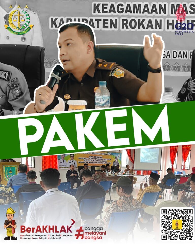 Sosialisasi Pengawasan Aliran Kepercayaan dan Aliran Keagamaan Masyarakat (PAKEM) bertempat di Kecamatan Rimba Melintang