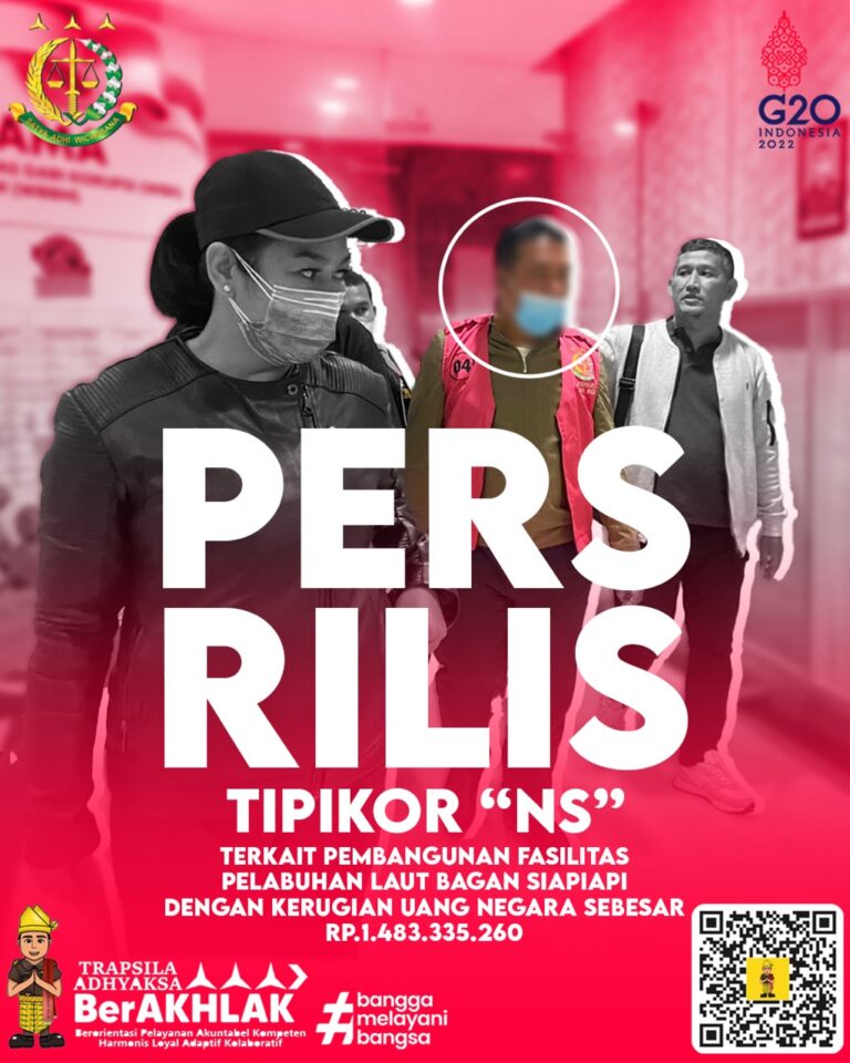 TIM TABUR KEJATI RIAU DAN KEJARI ROKAN HILIR JEMPUT PAKSA DPO TERSANGKA “NS” TERPIDANA TIPIKOR PEMBANGUNAN FASILITAS PELABUHAN LAUT BAGANSIAPIAPI