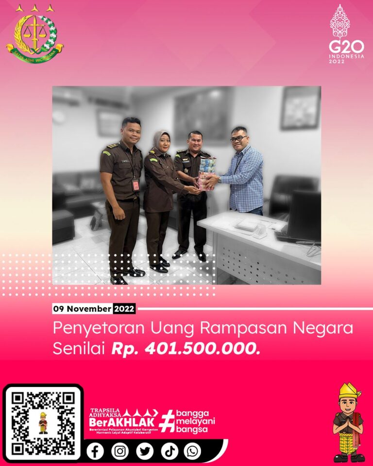 PENYETORAN UANG RAMPASAN NEGARA DALAM PERKARA TERPIDANA TINA KUMALA SARI