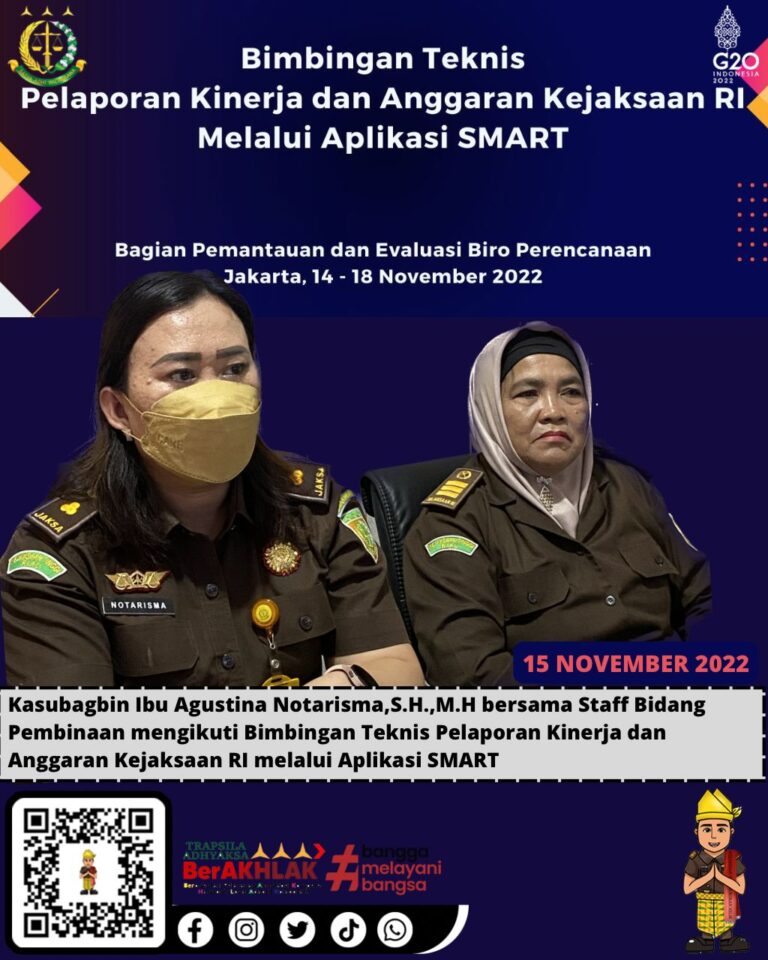 Kasubagbin kejari rokan hilir mengikuti Bimbingan Teknis Pelaporan Kinerja dan Anggaran Kejaksaan RI melalui Aplikasi SMART secara Virtual