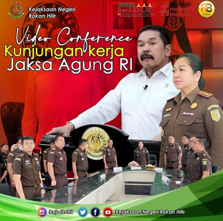 Kajari rokan hilir beserta jajaran mengikuti vicon kunjungan kerja virtual jaksa agung RI