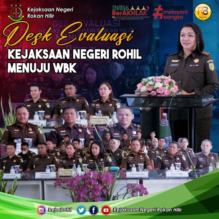 Kajari Rokan Hilir melakukan pemaparan dalam Desk Evaluation wawancara pembangunan zona integritas menuju Wilayah Bebas dari Korupsi (WBK)