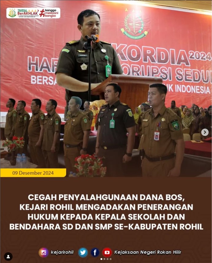 Cegah Penyalahgunaan Dana BOS, Kejari Rohil Gelar Penerangan Hukum