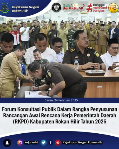 Forum Konsultasi Publik Dalam Rangka Penyusunan Rancangan Awal Rencana Kerja Pemerintah Daerah (RKPD) Kabupaten Rokan Hilir Tahun 2026