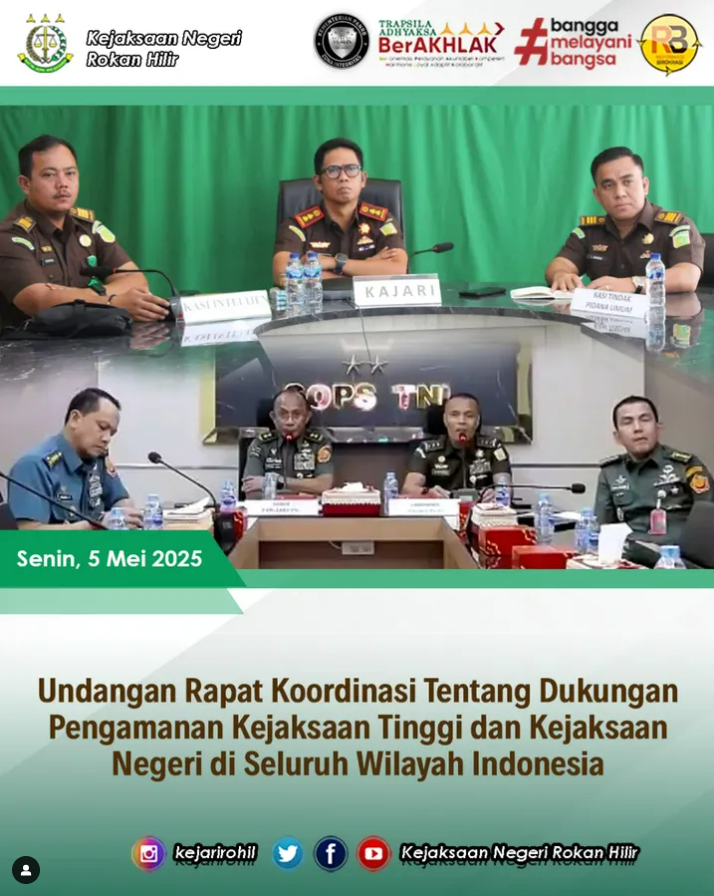 Undangan rapat koordinasi tentang dukungan pengamanan Kejaksaan Tinggi dan Kejaksaan Negeri di seluruh wilayah Indonesia