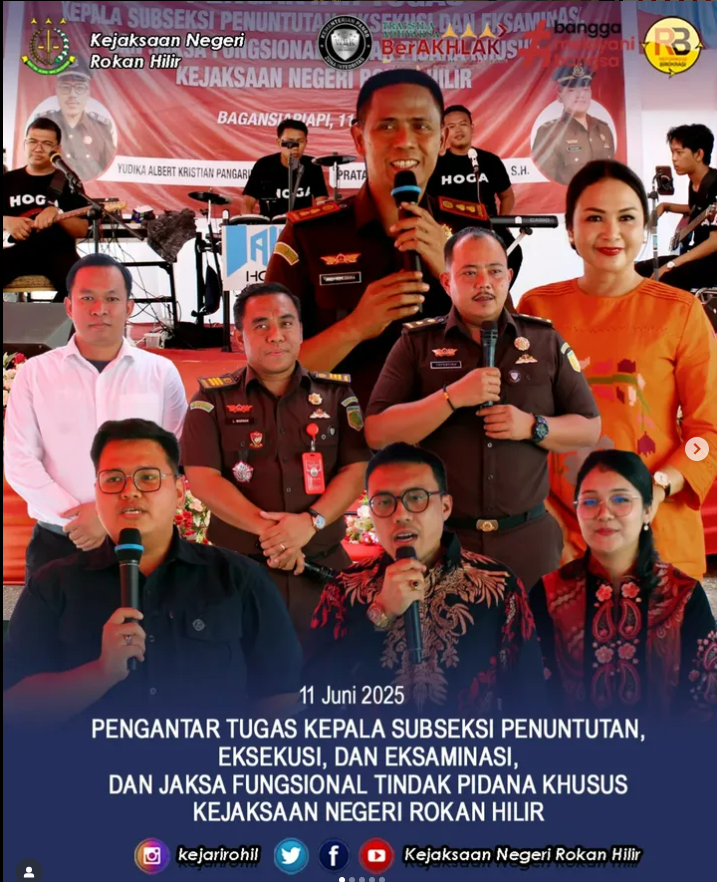 PENGANTAR TUGAS KEPALA SUBSEKSI PENUNTUTAN, EKSEKUSI, DAN EKSAMINASI, DAN JAKSA FUNGSIONAL TINDAK PIDANA KHUSUS KEJAKSAAN NEGERI ROKAN HILIR