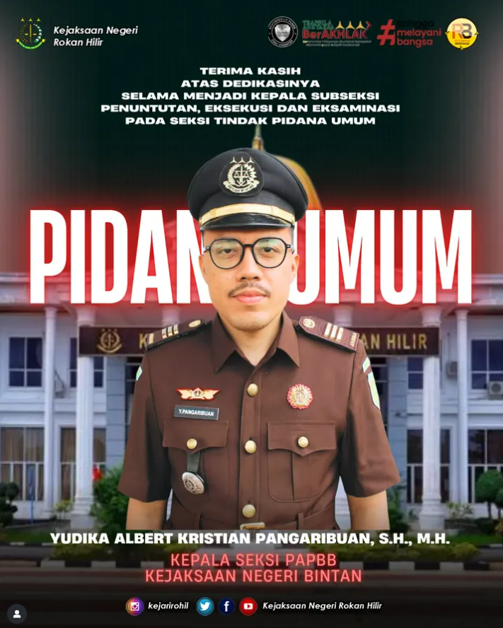 Terima Kasih atas Dedikasi dan Pengabdiannya Bapak Yudika Albert Kristian Pangaribuan, S.H., M.H.