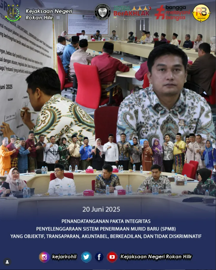 PENANDATANGANAN PAKTA INTEGRITAS PENYELENGGARAAN SISTEM PENERIMAAN MURID BARU (SPMB) YANG OBJEKTIF, TRANSAPARAN, AKUNTABEL, BERKEADILAN, DAN TIDAK DISKRIMINATIF