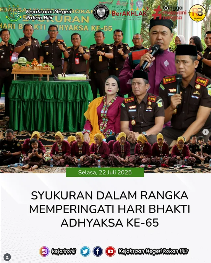 KEJAKSAAN NEGERI ROKAN HILIR MELAKSANAKAM SYUKURAN DALAM RANGKA MEMPERINGATI HARI BHAKTI ADHYAKSA KE-65 TAHUN 2025**