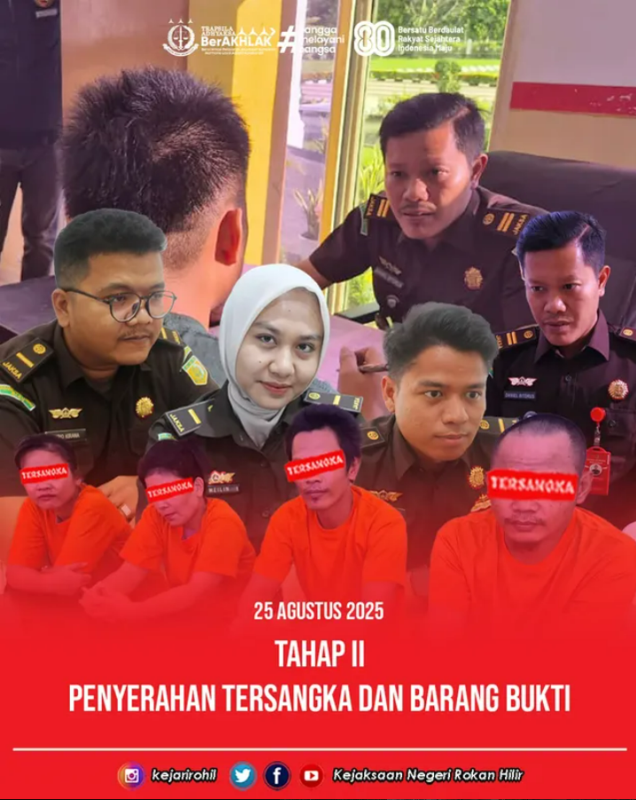 Serah Terima Tersangka dan Barang Bukti (Tahap II) dari Penyidik ke Penuntut Umum pada Kejaksaan Negeri Rokan Hilir