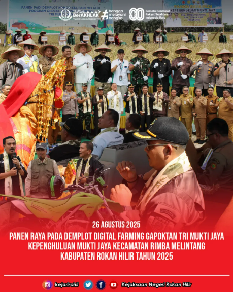 Panen Raya Digital Farming Gapoktan Tri Mukti Jaya, Kejaksaan Negeri Rokan Hilir Hadir Dukung Ketahanan Pangan Daerah