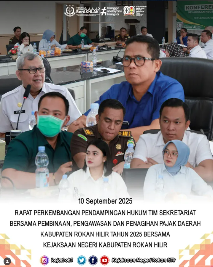 kejaksaan Negeri Rokan Hilir Gelar Rapat Perkembangan Pendampingan Hukum Tim Sekretariat Bersama Pajak Daerah Tahun 2025