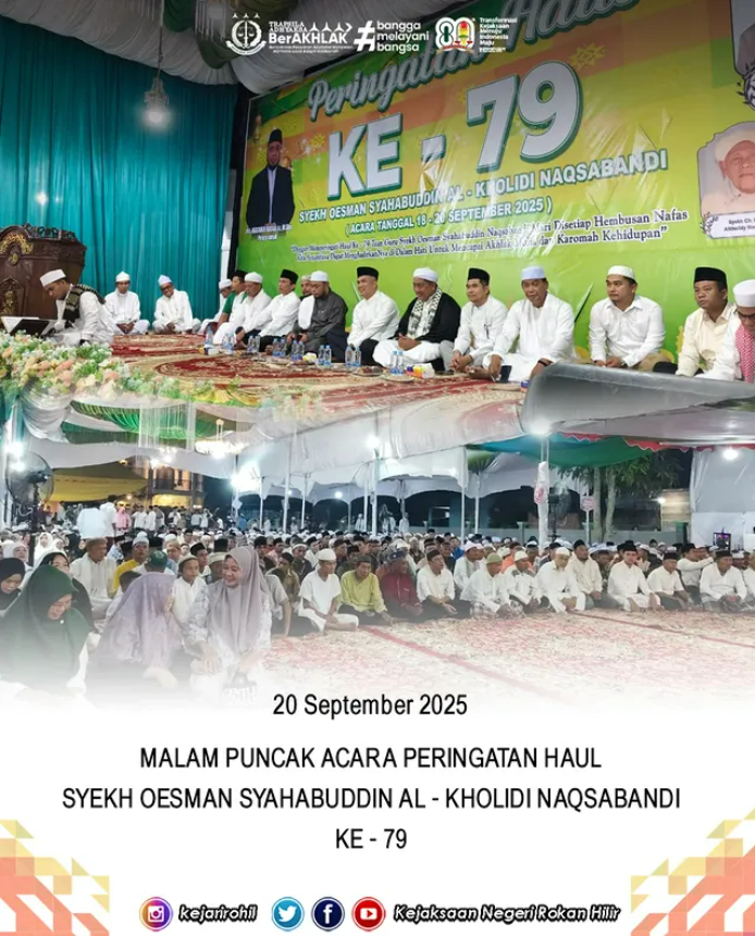 kegiatan Malam Puncak Acara Peringatan Haul Syekh Oesman Syahabuddin Al – Kholidi Naqsabandi Ke – 79.