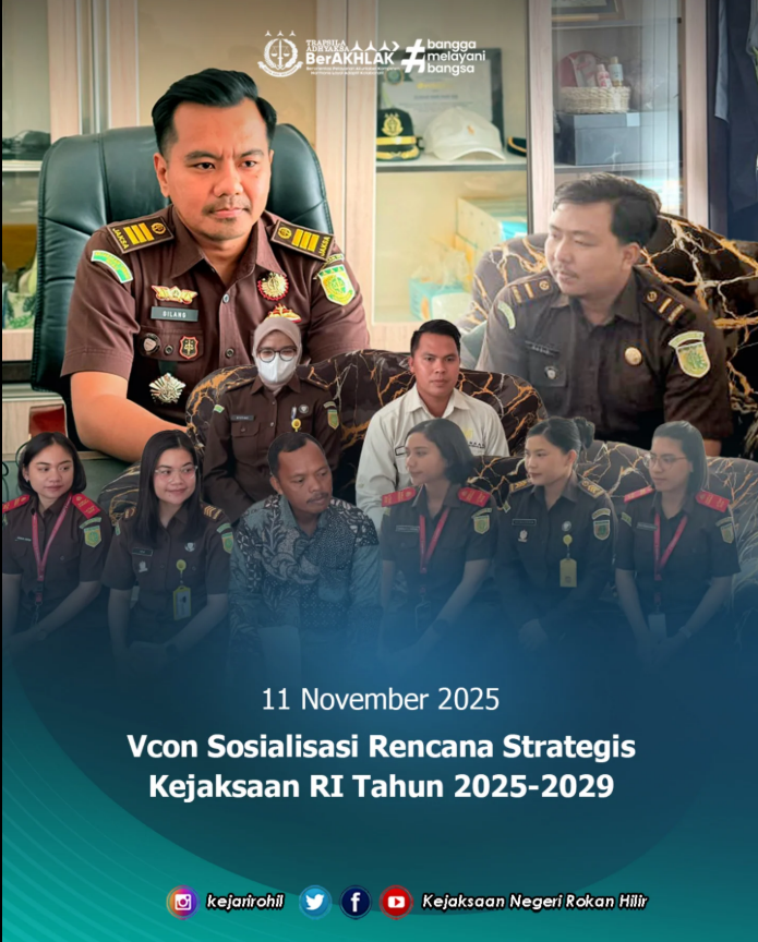 kegiatan Vicon Sosialisasi Rencana Strategis Kejaksaan Republik Indonesia Tahun 2025–2029.