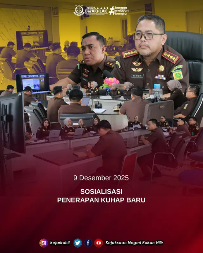SOSIALISASI PENERAPAN KUHAP BARU — KEJARI ROKAN HILIR IKUTI ZOOM MEETING NASIONAL