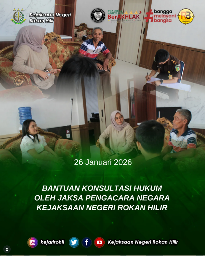 Jaksa Pengacara Negara (JPN) Kejaksaan Negeri Rokan Hilir melaksanakan bantuan konsultasi hukum kepada masyarakat
