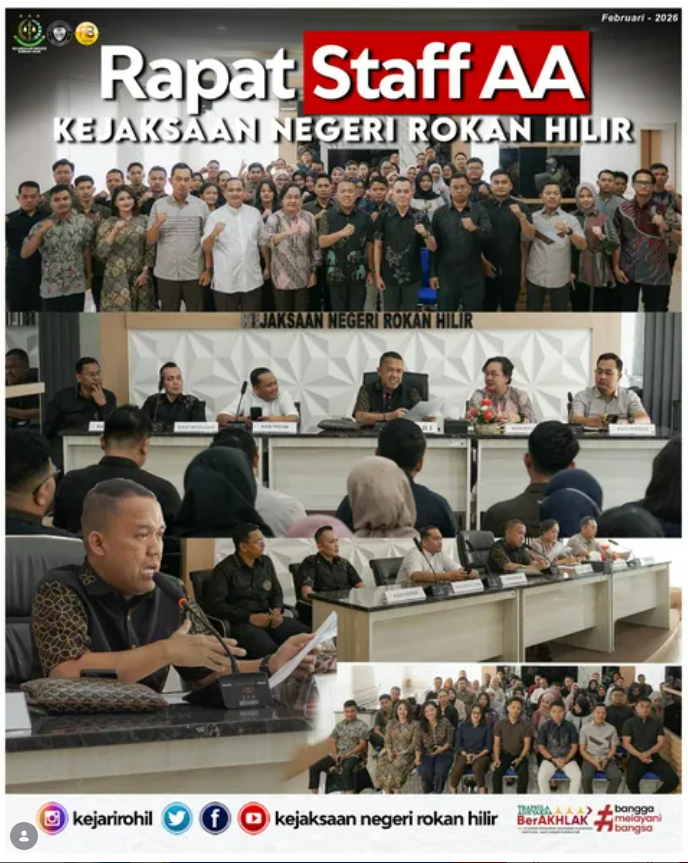 Kepala Kejaksaan Negeri Rokan Hilir, Bapak Firdaus, S.H., M.Hum., M.M., M.I.Kom. pimpin Rapat Staf AA