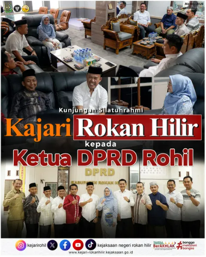 Kepala Kejaksaan Negeri Rokan Hilir, Bapak Firdaus, S.H., M.Hum., M.M., M.I.Kom., melaksanakan kegiatan buka bersama dan kunjungan silaturahmi ke Ketua Dewan Perwakilan Rakyat Daerah Kabupaten Rokan Hilir ibu Ilhammi, S.Tr.Keb di Kantor DPRD Kabupaten Rokan Hilir.