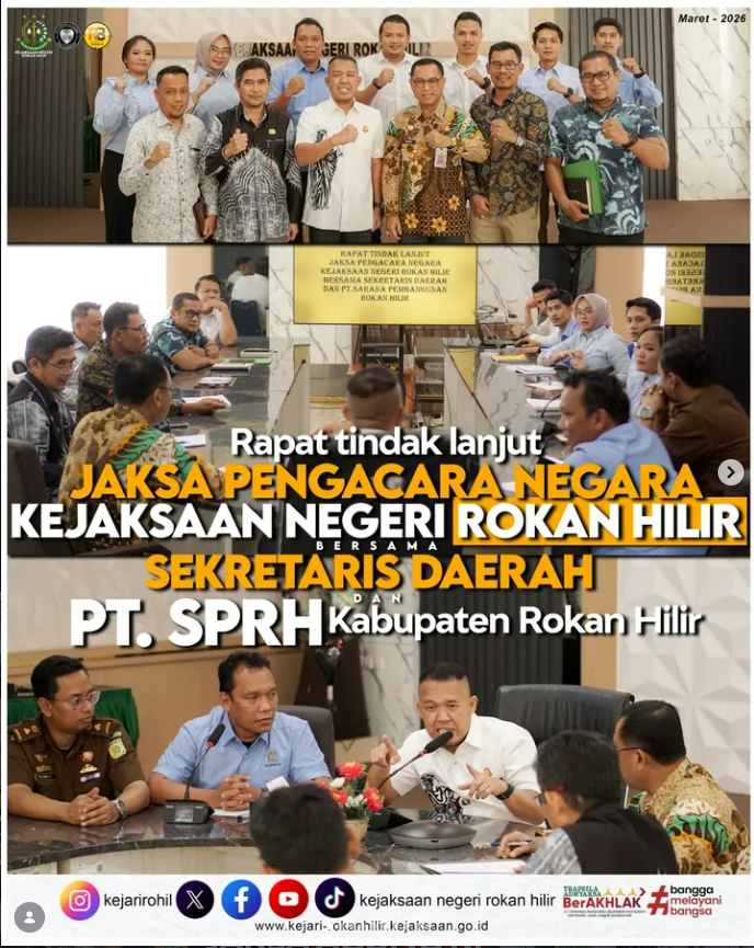 Kejaksaan Negeri Rokan Hilir melaksanakan kegiatan Rapat Tindak Lanjut Jaksa Pengacara Negara dengan PT. SPRH (Perseroda)