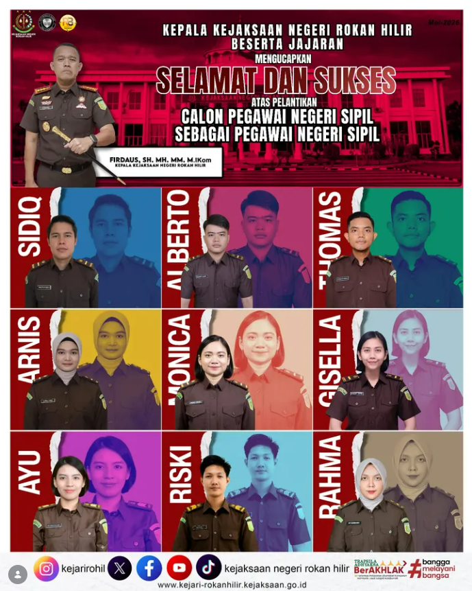 Selamat dan Sukses Atas Pengambilan Sumpah/Janji Pegawai Negeri Sipil dan Jabatan Fungsional Angkatan 25 Kejaksaan Negeri Rokan Hilir